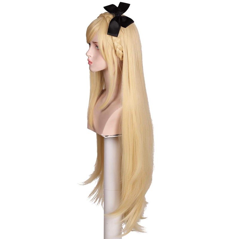ColorGround Wig with Black Bow and Rhinestones for Cosplay and Cons (Long Blonde) - Image 5